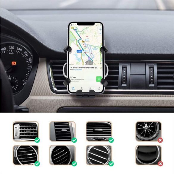 Ugreen Gravity Drive-Air Vent Car Holder Phone Holder negru