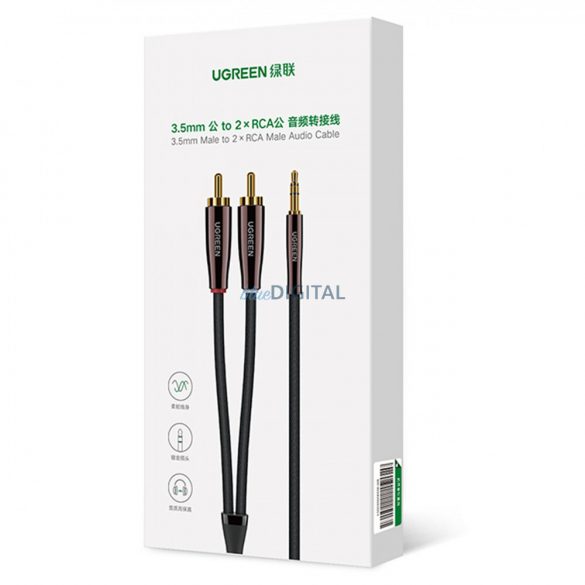 Cablu Ugreen cablu audio 3,5 mm mini jack (mascul) - 2RCA (masculin) 2m cupru (AV170)