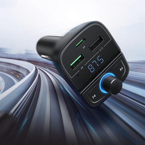 Ugreen Transmițător FM Bluetooth 5.0 încărcător auto MP3 3x USB TF micro SD 4,8 A negru (CD229)