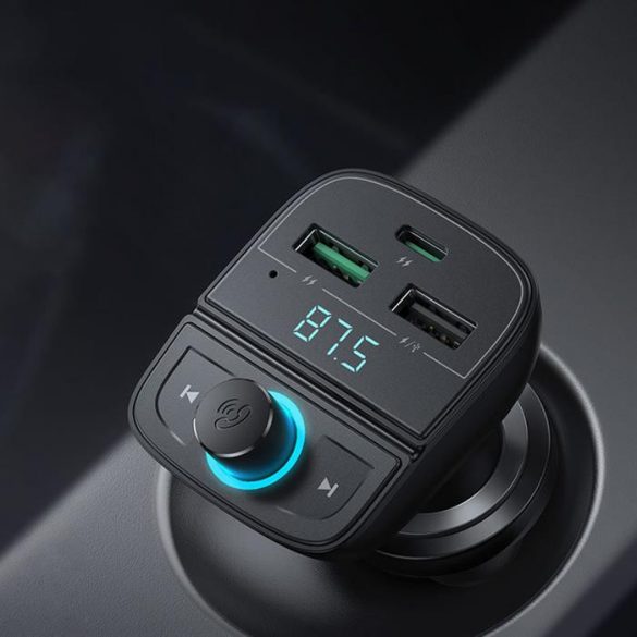 Ugreen Transmițător FM Bluetooth 5.0 încărcător auto MP3 3x USB TF micro SD 4,8 A negru (CD229)