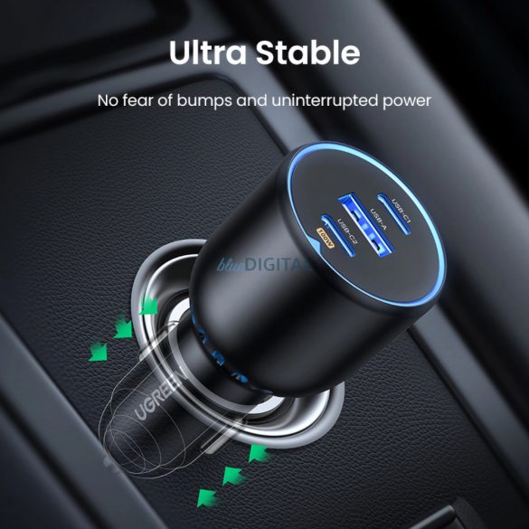 Încărcător auto Ugreen CD293 2x USB-C PD și 1x USB-A 130W - negru