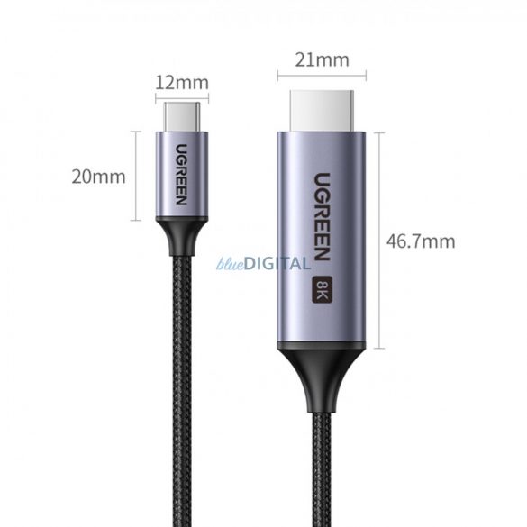 Cablu USB C - HDMI 2.1 8K 60Hz 1.5m Ugreen CM565 - Gri