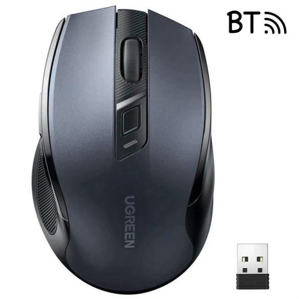 Ugreen mouse optic fără fir USB 2.4GHz / Bluetooth 5.0 4000 DPI negru (MU006)