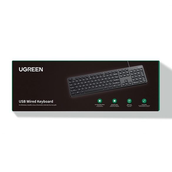 Tastatură Ugreen KU004 90875 cu fir de 1,5 m pentru Windows / MacOS - neagră