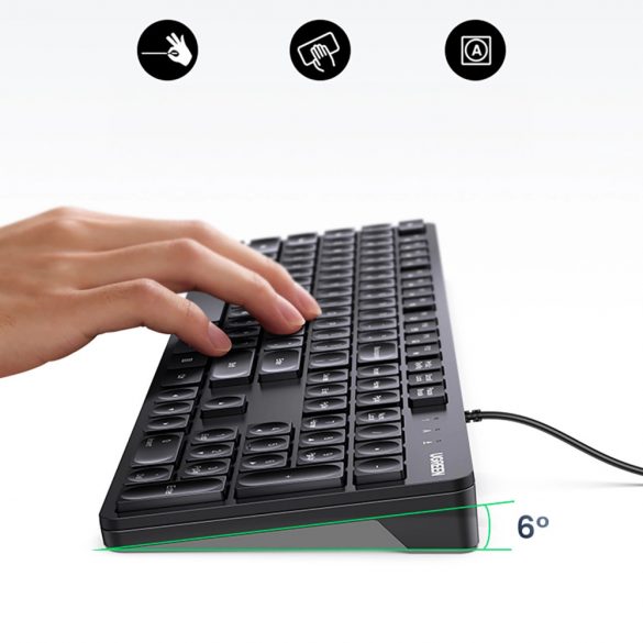 Tastatură Ugreen KU004 90875 cu fir de 1,5 m pentru Windows / MacOS - neagră