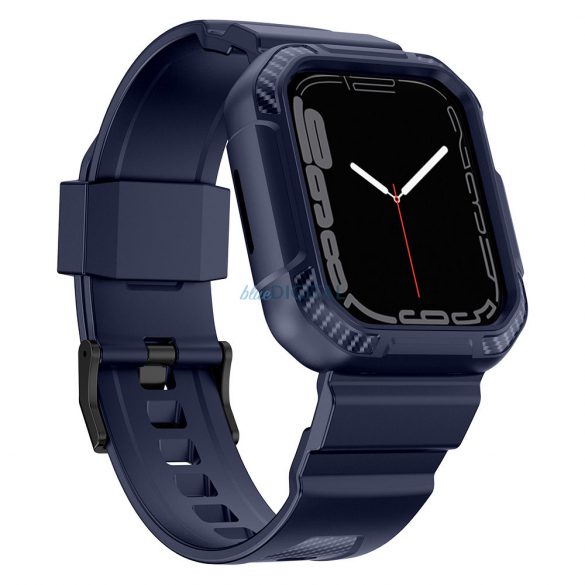 Husă blindată Kingxbar CYF106 2in1 pentru Apple Watch SE, 9, 8, 7, 6, 5, 4, 3, 2, 1 (41, 40, 38 mm) cu curea albastră