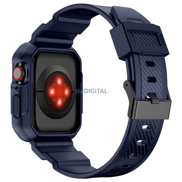 Husă blindată Kingxbar CYF106 2in1 pentru Apple Watch SE, 9, 8, 7, 6, 5, 4, 3, 2, 1 (41, 40, 38 mm) cu curea albastră