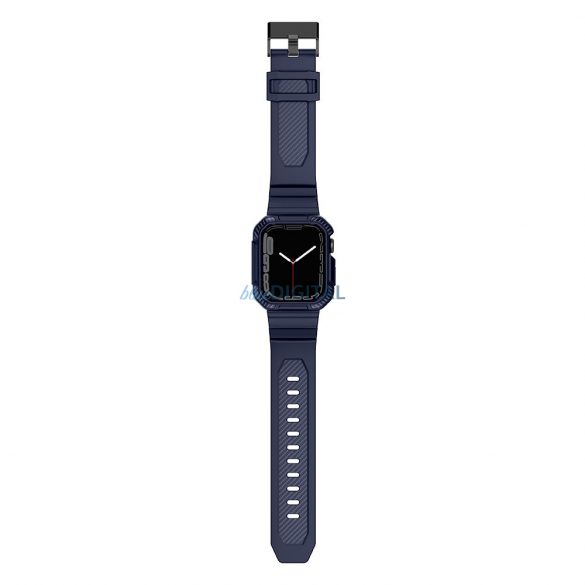 Husă blindată Kingxbar CYF106 2in1 pentru Apple Watch SE, 9, 8, 7, 6, 5, 4, 3, 2, 1 (41, 40, 38 mm) cu curea albastră