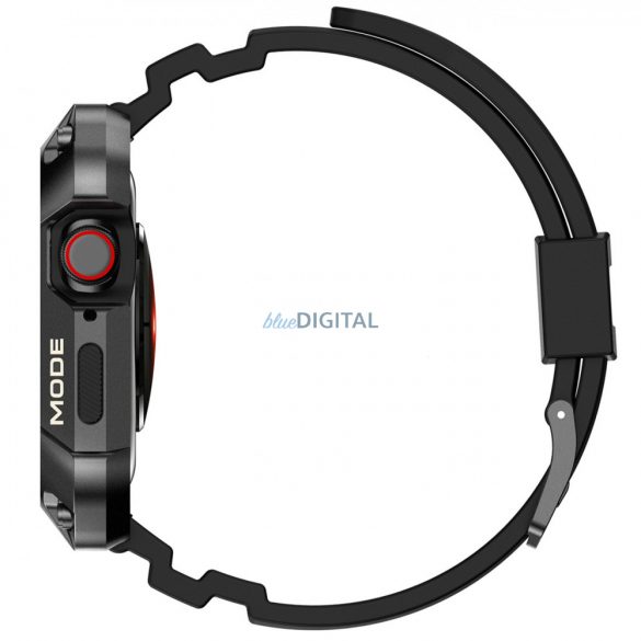 Husă robustă Kingxbar CYF134 2 în 1 pentru Apple Watch SE, 6, 5, 4 (44 mm) din oțel inoxidabil cu curea neagră