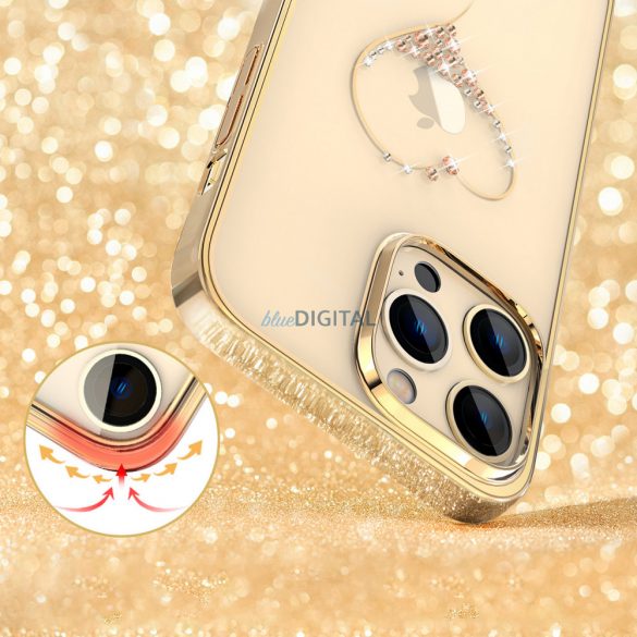 Husa Kingxbar Wish Series pentru iPhone 14 Plus decorata cu cristale aurii