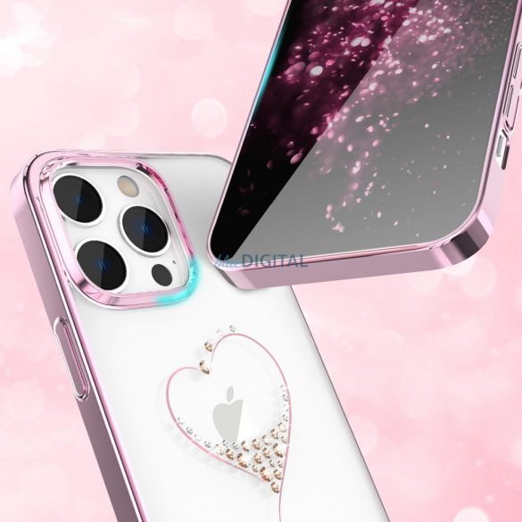 Husa Kingxbar Wish Series pentru iPhone 14 Pro decorata cu cristale roz