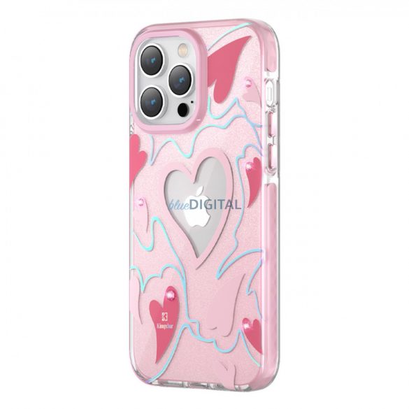 Husa Kingxbar Heart Star Series pentru iPhone 14 Pro Max husa spate inima roz