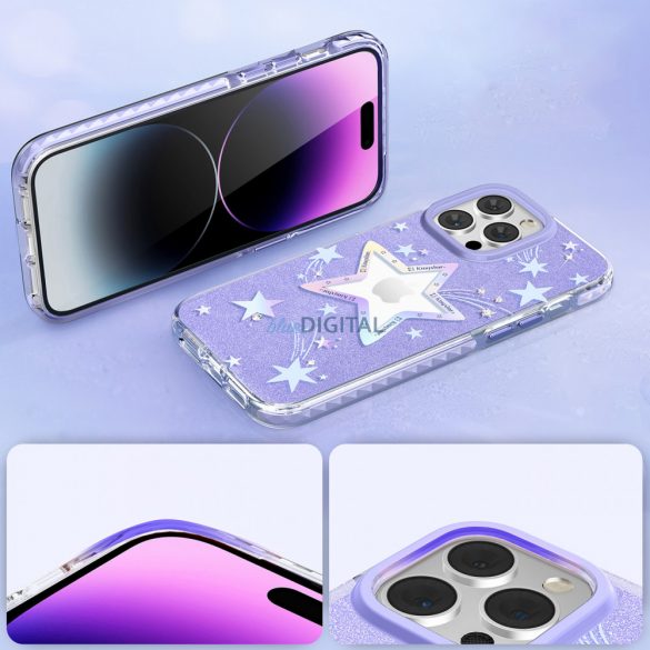 Kingxbar Heart Star Series husă pentru iPhone 14 Plus Husă spate Husă violet stea