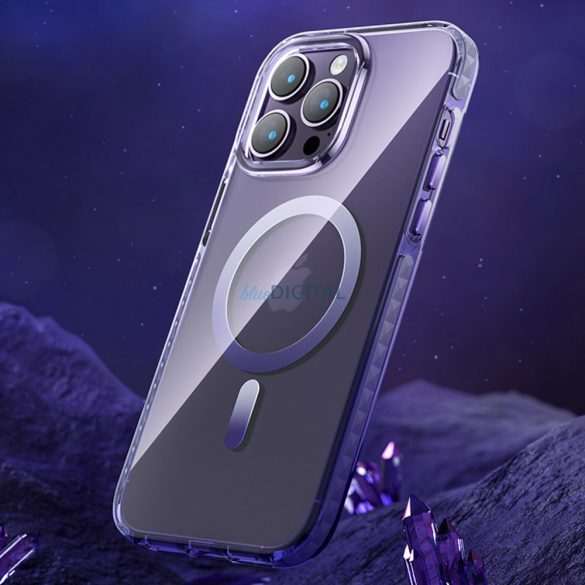 Husă magnetică Kingxbar PQY Ice Crystal Series pentru iPhone 14 Plus MagSafe violet