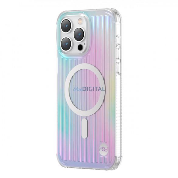 Husa magnetica Kingxbar PQY Go Out Series pentru iPhone 14 Plus MagSafe color laser