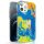 Husa color Kingxbar Watercolor Series pentru iPhone 12 Pro / iPhone 12 galbenalbastru