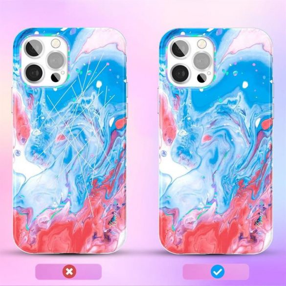 Husă color Kingxbar Watercolor Series pentru iPhone 12 Pro Max Albastru-roz