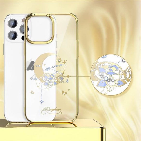 Husă de lux Kingxbar Moon Series cu cristale Swarovski pentru iPhone 13 Pro auriu (floare)