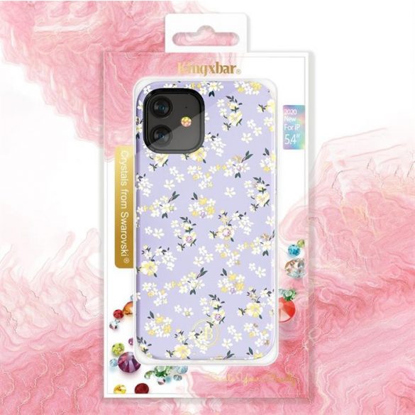 Kingxbar Blossom husă decorat cu cristale Swarovski originale iPhone 12 mini multicolor (Gardenia)