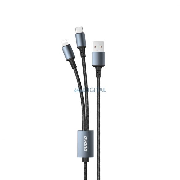 Cablu Dudao, cablu USB 2in1 - USB tip C, Lightning 6A - negru (TGL2)