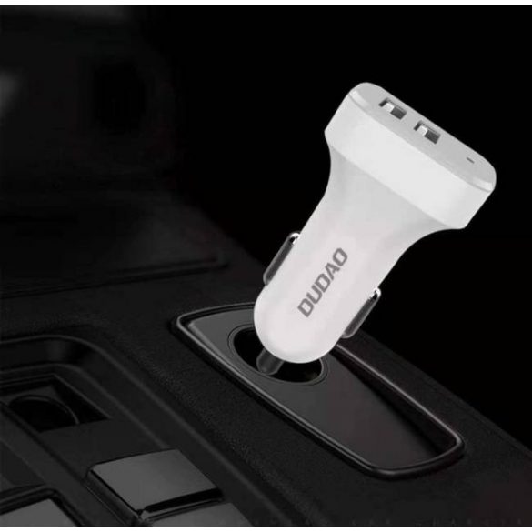 Dudao kit auto 2x încărcător USB 2.4a + cablu 3in1 Lightning / Type-C USB-C / micro USB alb (R7 alb)