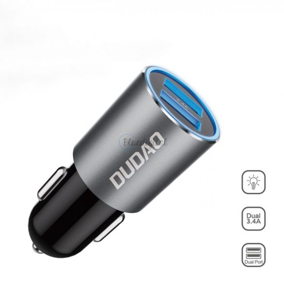 Dudao încărcător auto 2x USB 3.4A gri (R5s gri)