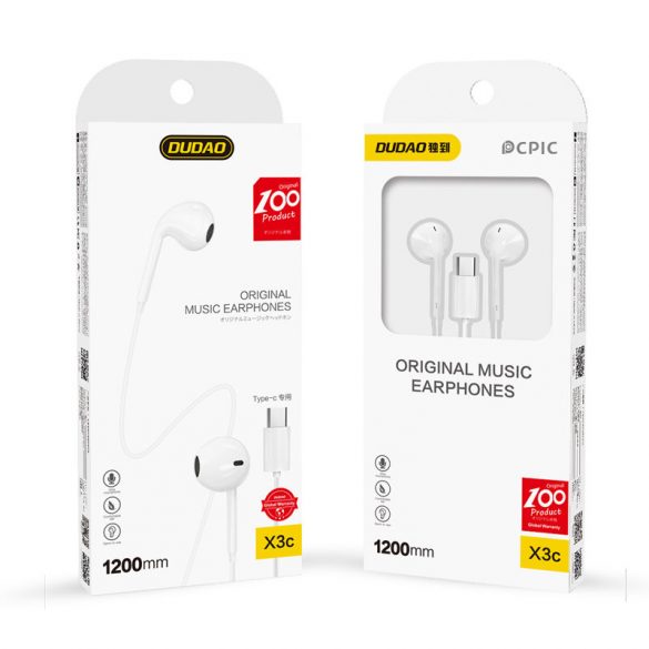 Dudao căști in-ear cu conector USB Type-C alb (X3C)