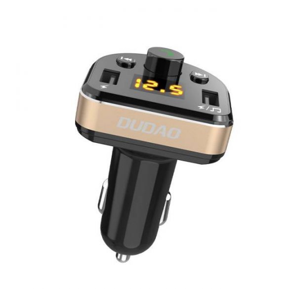 Dudao Bluetooth FM Transmițător MP3 Încărcător auto 2 USB 3.4A negru (R2Pro negru)