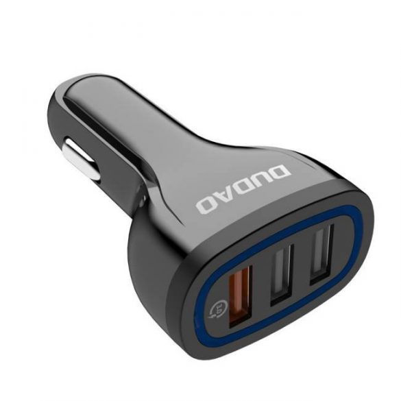 Dudao încărcător auto universal 3x USB Quick Charge 3.0 QC3.0 2.4a 18W negru (R7S negru)