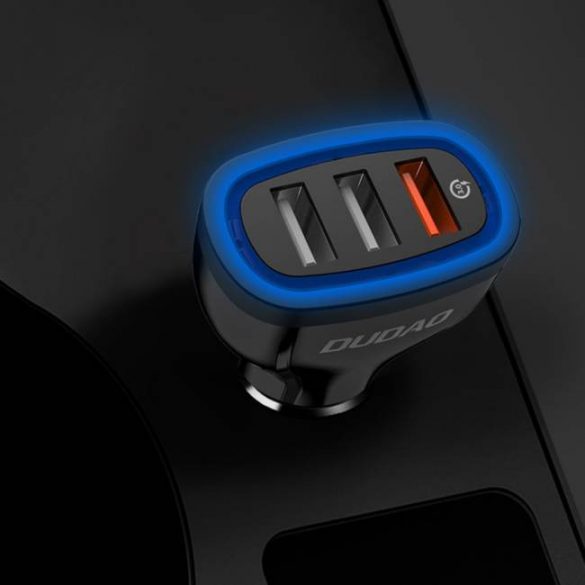 Dudao încărcător auto universal 3x USB Quick Charge 3.0 QC3.0 2.4a 18W negru (R7S negru)