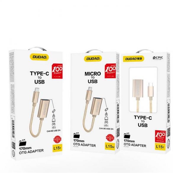 Cablu adaptor Dudao USB-micro USB 2.0 OTG auriu (L15M)