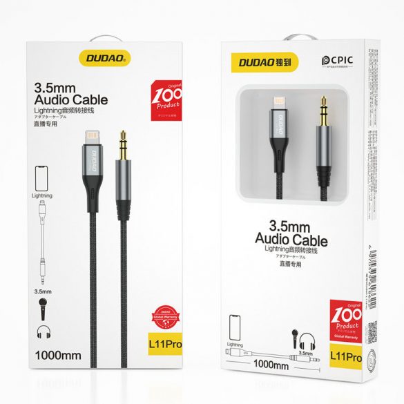 Cablu audio Dudao Lightning - mini jack 3,5 mm gri (L11PRO)