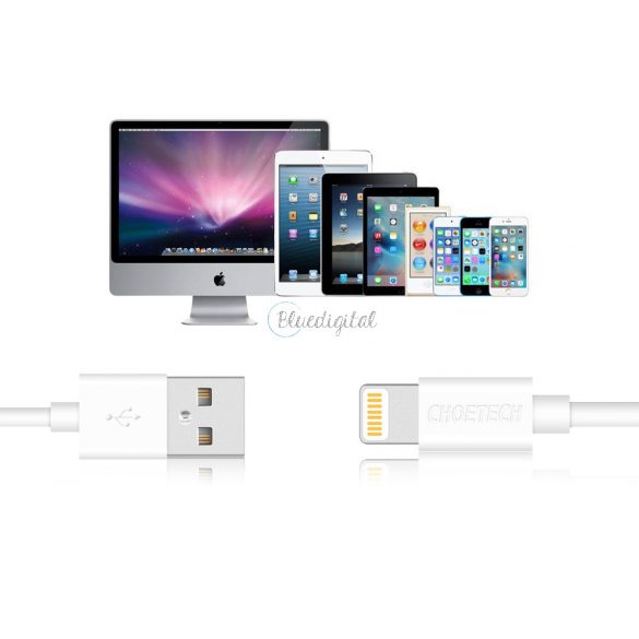 Cablu USB-A certificat Choetech - Lightning MFI 1,8m alb (IP0027)