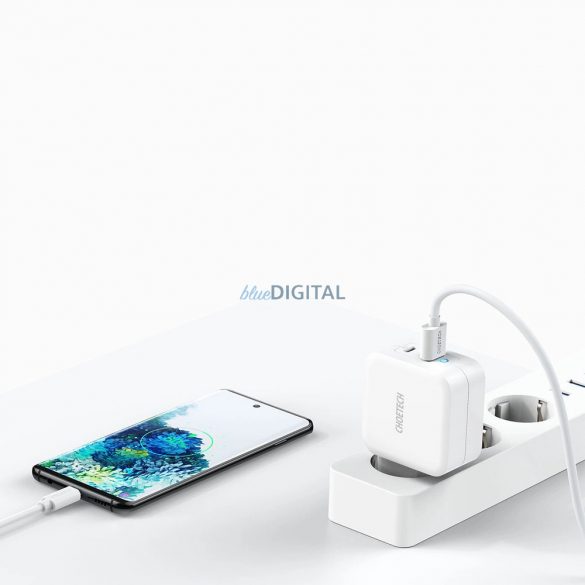 Choetech PD8002 încărcător de rețea cu 1xUSB-A și 1x-USB-C conexiune GaN QC3.0 65W 3.25A - alb