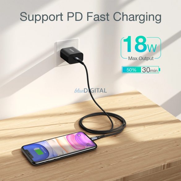 Cablu Choetech IP0041 USB-C / Lightning MFi 480Mb/s 3A 2 m - negru