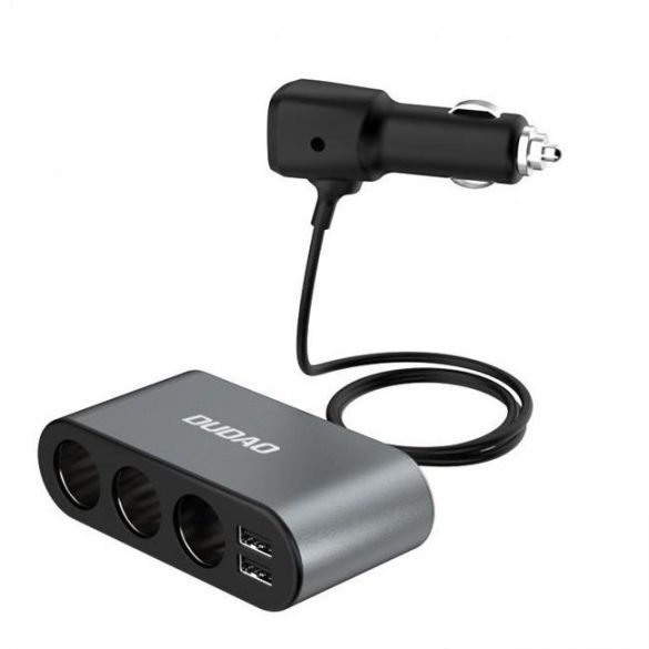 Dudao R1Pro 12-24V, 3.4A încărcător auto 2USB + 3 aprinzătoare și afișaj LED negru