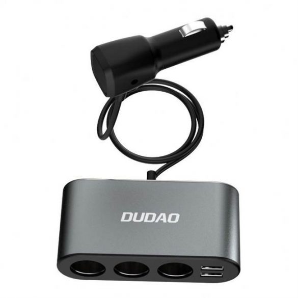 Dudao R1Pro 12-24V, 3.4A încărcător auto 2USB + 3 aprinzătoare și afișaj LED negru