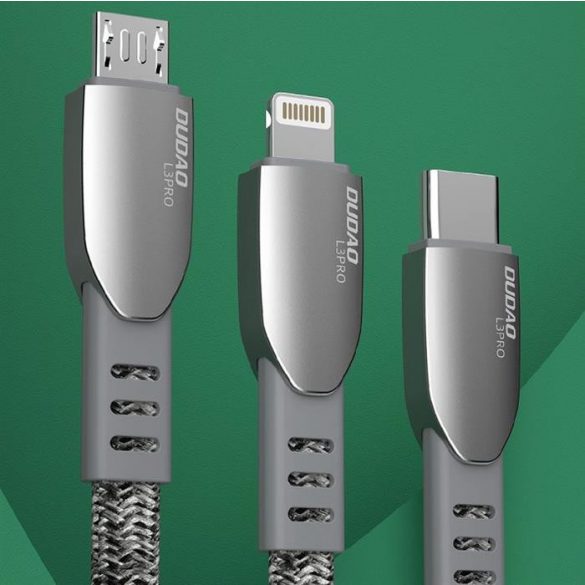 Dudao USB - micro USB Pânză din aliaj de zinc împletită 5 A 1 m cablu usb gri (L3PROM gri)