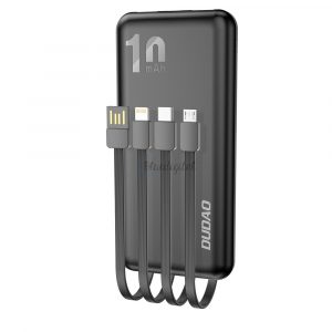 Dudao K6Pro Universal 10000mAh Power Bank cu cablu USB, USB tip C, Lightning negru (K6Pro-negru)