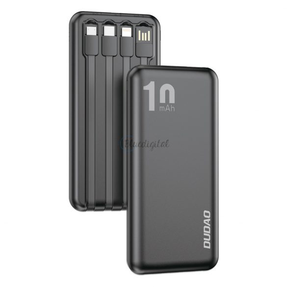 Dudao K6Pro Universal 10000mAh Power Bank cu cablu USB, USB tip C, Lightning negru (K6Pro-negru)