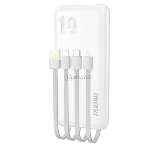 Dudao K6Pro Power Bank universal 10000mAh cu cablu USB, USB tip C, alb fulger (K6Pro-alb)