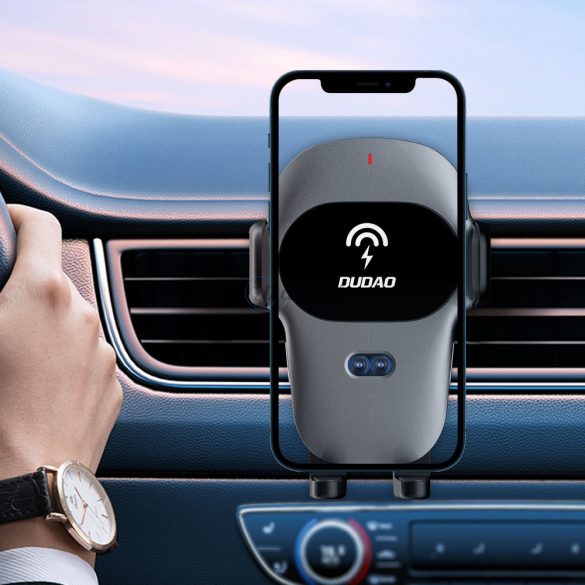 Suport auto Dudao cu încărcător wireless Qi încorporat 15W gri (F20xs)