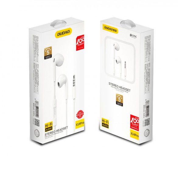 Căști intraauriculare Dudao cu conector minijack de 3,5 mm alb (X14PRO)