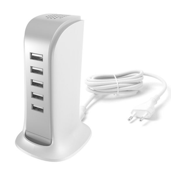 Dudao încărcător 5x USB cu cablu de alimentare încorporat EU alb (A5EU)