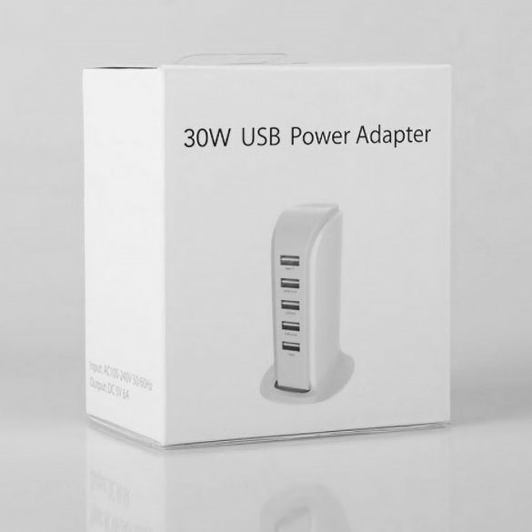 Dudao încărcător 5x USB cu cablu de alimentare încorporat EU alb (A5EU)