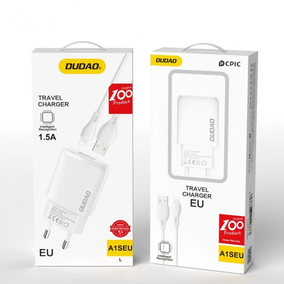 Încărcător Dudao USB-A 7,5W + cablu USB-A - Lightning 1m alb (A1sEUL)