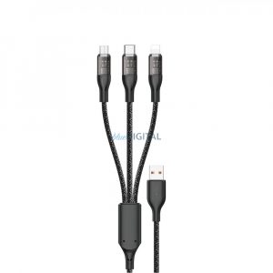 Cablu de incarcare rapida 120W 1m 3in1 USB - USB-C / microUSB / Lightning Dudao L22X - argintiu