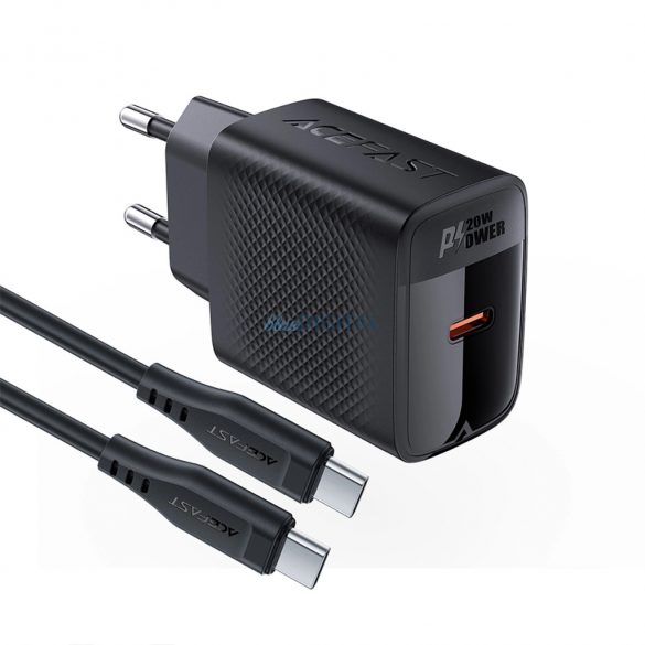 Acefast A82 Încărcător AC cu 1 conector USB-C și cablu Type-C - Type-C PD 20W - negru