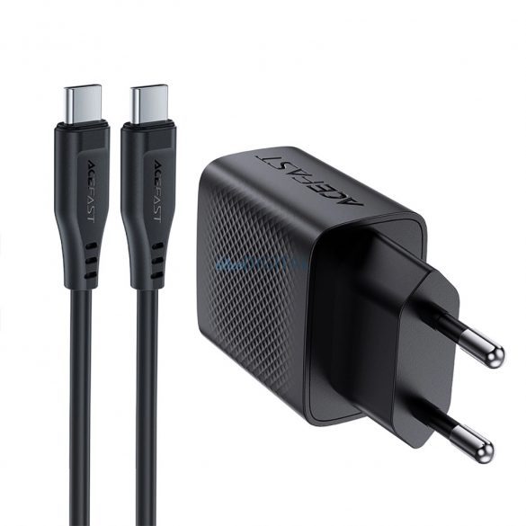 Acefast A82 Încărcător AC cu 1 conector USB-C și cablu Type-C - Type-C PD 20W - negru