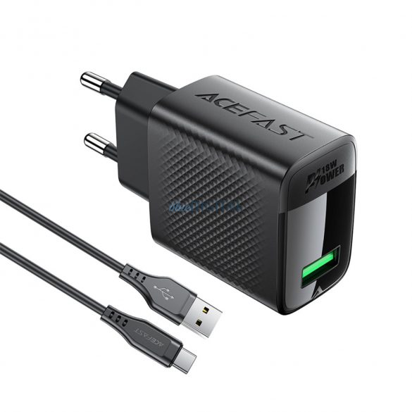 Acefast A90 Încărcător AC cu conexiune 1xUSB-A și conexiune USB-A - Type-C GaN QC 18W - negru